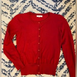 Women’s red cardigan